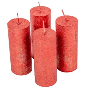 Rusztikus metál henger gyertya 40x100mm - piros szett, Kellékek & szerszámok, Dekorációs gyertya, Dekorációs kellékek, , MESKA