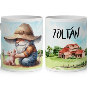 Névvel kérhető - Gazda manó malaccal mintás bögre, Otthon & Életmód, Konyhafelszerelés, tálalás, Tálalás, Bögre & Csésze, , MESKA