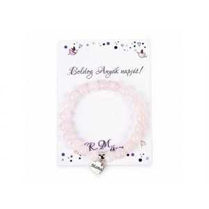 Boldog Anyák napját rózsakvarc karkötő Mama szívmedállal és ajándékkártyával, Ékszer, Karkötő, Ásványkarkötő, , MESKA