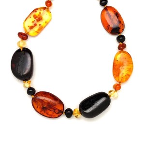 Borostyán pebble köztes 7-17x12-22mm nyaklánc 50cm, Ékszer, Nyaklánc, Hosszú nyaklánc, , MESKA