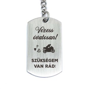 Vezess óvatosan motort acél medálos kulcstartó, Táska & Tok, Kulcstartó & Táskadísz, Kulcstartó, , MESKA
