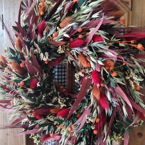Őszi szárazvirág koszorú,ajtódísz - otthon & életmód - dekoráció - ajtó- és ablak dekoráció - ajtódísz & kopogtató - Meska.hu