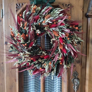 Őszi szárazvirág koszorú,ajtódísz - otthon & életmód - dekoráció - ajtó- és ablak dekoráció - ajtódísz & kopogtató - Meska.hu