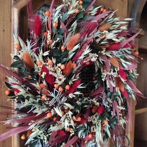 Őszi szárazvirág koszorú,ajtódísz - otthon & életmód - dekoráció - ajtó- és ablak dekoráció - ajtódísz & kopogtató - Meska.hu