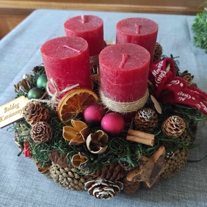Adventi koszorú(piros-zöld) - karácsony - adventi díszek - adventi koszorú - Meska.hu