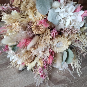 Menyasszonyi csokor kitűzővel(beige-rózsaszín) - esküvő - menyasszonyi- és dobócsokor - Meska.hu