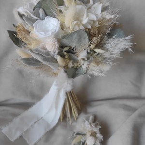 Menyasszonyi csokor kitűzővel(boho) - Meska.hu
