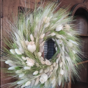 Búzakoszorú,ajtódísz(beige-zöld) - otthon & életmód - dekoráció - ajtó- és ablak dekoráció - ajtódísz & kopogtató - Meska.hu