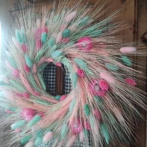 Búzakoszorú,ajtódísz(pink-menta) - otthon & életmód - dekoráció - ajtó- és ablak dekoráció - ajtódísz & kopogtató - Meska.hu