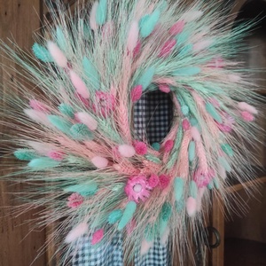 Búzakoszorú,ajtódísz(pink-menta) - otthon & életmód - dekoráció - ajtó- és ablak dekoráció - ajtódísz & kopogtató - Meska.hu