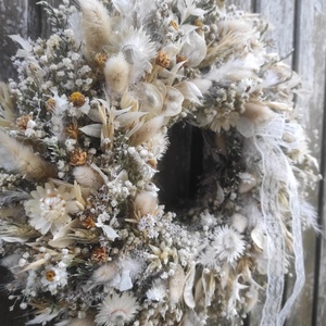 Szárazvirág koszorú,ajtódísz(natúr-beige) - otthon & életmód - dekoráció - ajtó- és ablak dekoráció - ajtódísz & kopogtató - Meska.hu