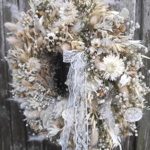 Szárazvirág koszorú,ajtódísz(natúr-beige) - otthon & életmód - dekoráció - ajtó- és ablak dekoráció - ajtódísz & kopogtató - Meska.hu