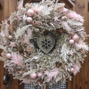 Adventi ajtódísz(szárazvirág), Karácsony, Karácsonyi lakásdekoráció, Karácsonyi ajtódíszek, Virágkötés, MESKA