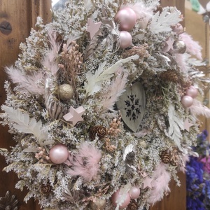 Adventi ajtódísz(szárazvirág) - karácsony - karácsonyi lakásdekoráció - karácsonyi ajtódíszek - Meska.hu