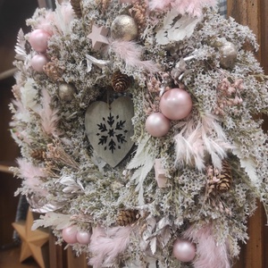 Adventi ajtódísz(szárazvirág) - karácsony - karácsonyi lakásdekoráció - karácsonyi ajtódíszek - Meska.hu