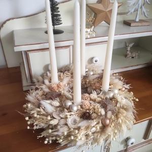 Adventi koszorú(beige) - karácsony - adventi díszek - adventi koszorú - Meska.hu