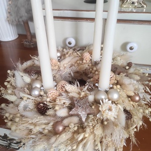 Adventi koszorú(beige) - karácsony - adventi díszek - adventi koszorú - Meska.hu