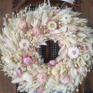 Szárazvirág koszorú,ajtódísz(pasztell) - otthon & életmód - dekoráció - ajtó- és ablak dekoráció - ajtódísz & kopogtató - Meska.hu