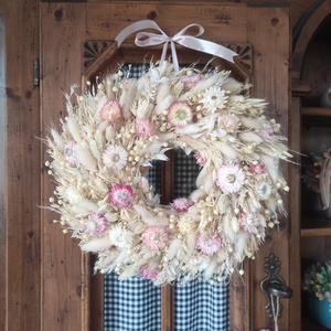 Szárazvirág koszorú,ajtódísz(pasztell) - otthon & életmód - dekoráció - ajtó- és ablak dekoráció - ajtódísz & kopogtató - Meska.hu