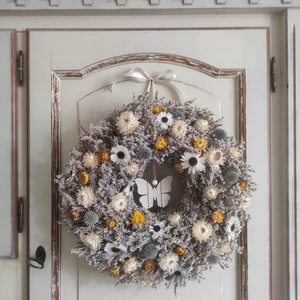 Tavaszi szárazvirág koszorú,ajtódísz - otthon & életmód - dekoráció - ajtó- és ablak dekoráció - ajtódísz & kopogtató - Meska.hu