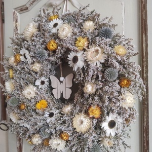 Tavaszi szárazvirág koszorú,ajtódísz - otthon & életmód - dekoráció - ajtó- és ablak dekoráció - ajtódísz & kopogtató - Meska.hu