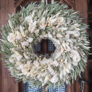 Szárazvirág koszorú,ajtódísz(natúr) - Meska.hu