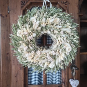 Szárazvirág koszorú,ajtódísz(natúr) - otthon & életmód - dekoráció - ajtó- és ablak dekoráció - ajtódísz & kopogtató - Meska.hu