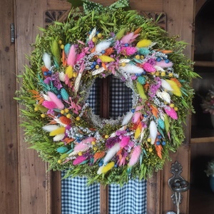 Szárazvirág koszorú,ajtódísz(színes) - otthon & életmód - dekoráció - ajtó- és ablak dekoráció - ajtódísz & kopogtató - Meska.hu