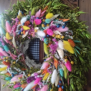 Szárazvirág koszorú,ajtódísz(színes) - otthon & életmód - dekoráció - ajtó- és ablak dekoráció - ajtódísz & kopogtató - Meska.hu