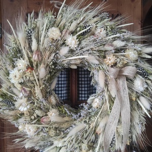 Natúr szárazvirág koszorú,ajtódísz - otthon & életmód - dekoráció - ajtó- és ablak dekoráció - ajtódísz & kopogtató - Meska.hu