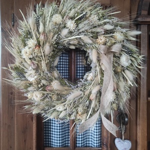 Natúr szárazvirág koszorú,ajtódísz - otthon & életmód - dekoráció - ajtó- és ablak dekoráció - ajtódísz & kopogtató - Meska.hu