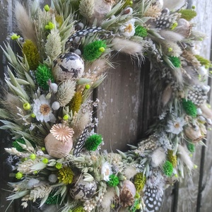 Szárazvirág koszorú,ajtódísz(zöld) - ünnepi díszek, dekorációk - húsvéti díszek és dekorációk - húsvéti ajtódísz, kopogtató - Meska.hu