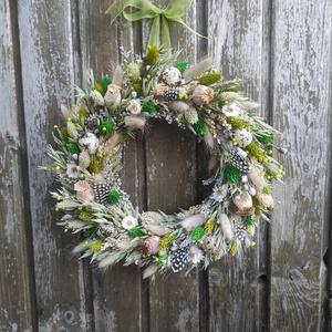 Szárazvirág koszorú,ajtódísz(zöld) - ünnepi díszek, dekorációk - húsvéti díszek és dekorációk - húsvéti ajtódísz, kopogtató - Meska.hu