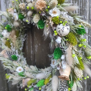 Szárazvirág koszorú,ajtódísz(zöld) - Meska.hu