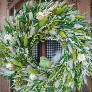 Tavaszi szárazvirág koszorú,ajtóísz(zöld) - Meska.hu