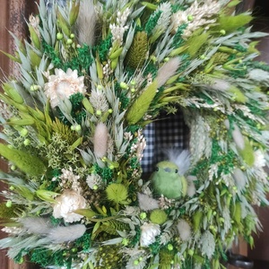 Tavaszi szárazvirág koszorú,ajtóísz(zöld) - otthon & életmód - dekoráció - ajtó- és ablak dekoráció - ajtódísz & kopogtató - Meska.hu