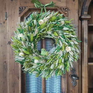 Tavaszi szárazvirág koszorú,ajtóísz(zöld) - otthon & életmód - dekoráció - ajtó- és ablak dekoráció - ajtódísz & kopogtató - Meska.hu