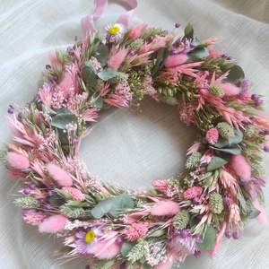 Szárazvirág koszorú,ajtódísz(rózsaszín) - otthon & életmód - dekoráció - ajtó- és ablak dekoráció - ajtódísz & kopogtató - Meska.hu