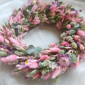 Szárazvirág koszorú,ajtódísz(rózsaszín) - otthon & életmód - dekoráció - ajtó- és ablak dekoráció - ajtódísz & kopogtató - Meska.hu