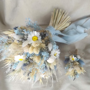 Menyasszonyi csokor kitűzővel(kék) - esküvő - menyasszonyi- és dobócsokor - Meska.hu