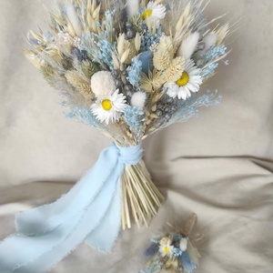 Menyasszonyi csokor kitűzővel(kék) - esküvő - menyasszonyi- és dobócsokor - Meska.hu