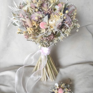 Menyasszonyi csokor kitűzővel(rózsaszín) - esküvő - menyasszonyi- és dobócsokor - Meska.hu