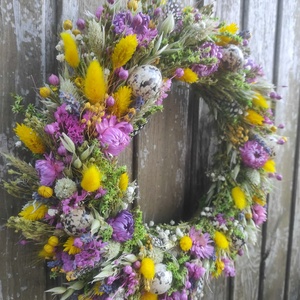 Tavaszi szárazvirág koszorú,ajtódísz(színes) - otthon & életmód - dekoráció - ajtó- és ablak dekoráció - ajtódísz & kopogtató - Meska.hu