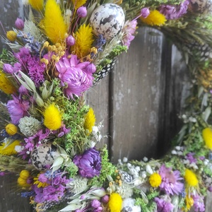 Tavaszi szárazvirág koszorú,ajtódísz(színes) - otthon & életmód - dekoráció - ajtó- és ablak dekoráció - ajtódísz & kopogtató - Meska.hu