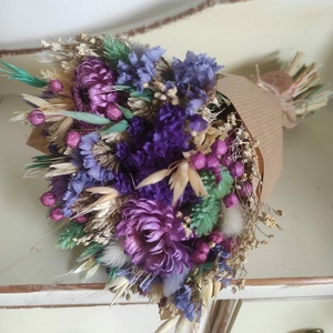 Szárazvirág csokor(lila) - otthon & életmód - virágdekoráció - virágok - virágcsokor - Meska.hu