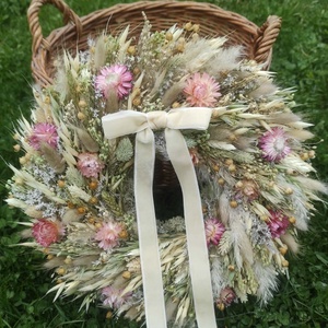 Szárazvirág koszorú,ajtódísz(natúr) - Meska.hu