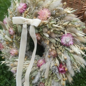 Szárazvirág koszorú,ajtódísz(natúr) - otthon & életmód - dekoráció - ajtó- és ablak dekoráció - ajtódísz & kopogtató - Meska.hu