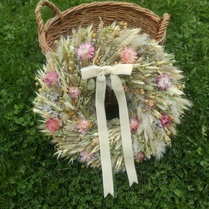 Szárazvirág koszorú,ajtódísz(natúr) - otthon & életmód - dekoráció - ajtó- és ablak dekoráció - ajtódísz & kopogtató - Meska.hu