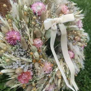 Szárazvirág koszorú,ajtódísz(natúr) - otthon & életmód - dekoráció - ajtó- és ablak dekoráció - ajtódísz & kopogtató - Meska.hu