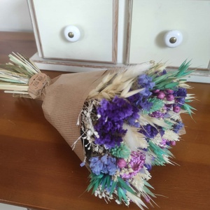 Szárazvirág csokor(lila) - otthon & életmód - virágdekoráció - virágok - virágcsokor - Meska.hu